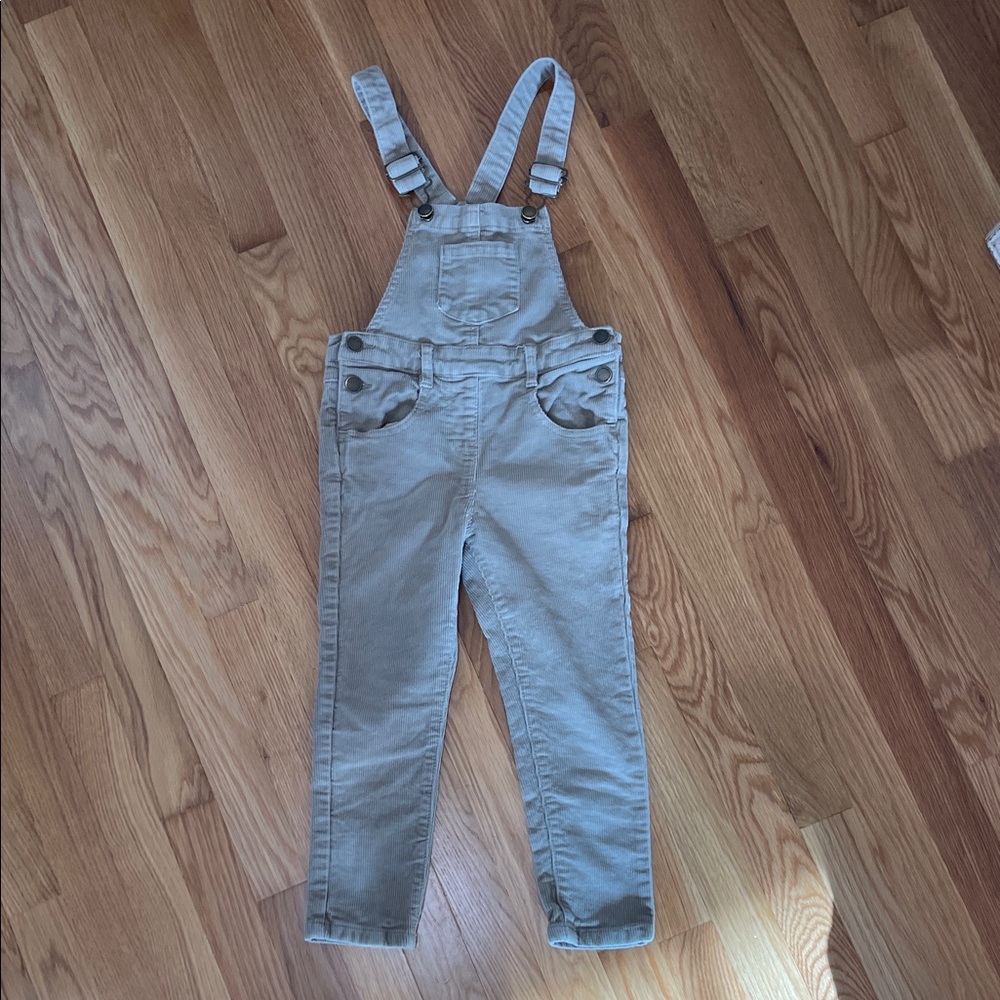 Jamie Kay Neutral Beige Corduroy Kids Overalls